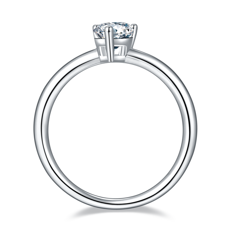 Classic梨形S925银镀白金MoissaniteWomen's Ring1.0ctD级